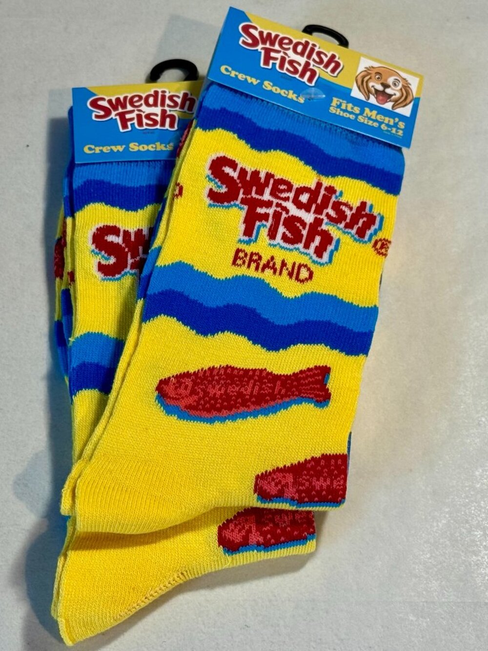 2 Pairs Swedish Fish Novelty Crew Socks Size 6-12/13 OSFM